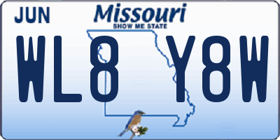 MO license plate WL8Y8W