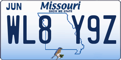 MO license plate WL8Y9Z