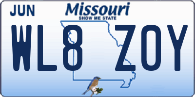 MO license plate WL8Z0Y