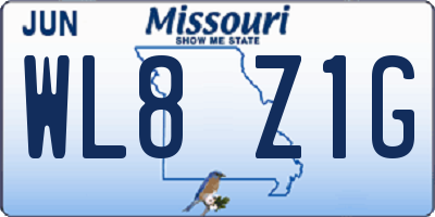MO license plate WL8Z1G