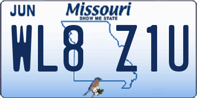 MO license plate WL8Z1U