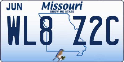 MO license plate WL8Z2C