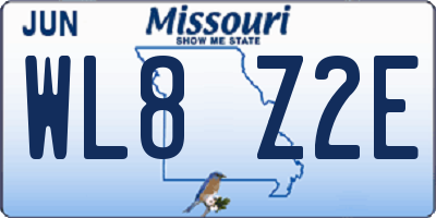 MO license plate WL8Z2E