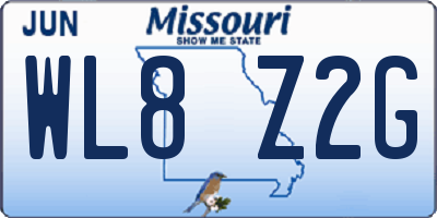 MO license plate WL8Z2G