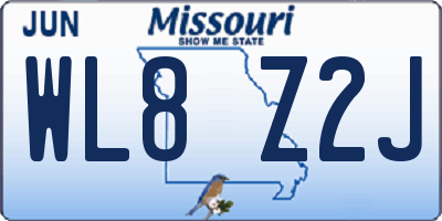 MO license plate WL8Z2J