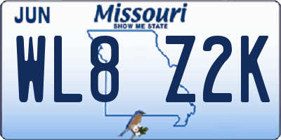 MO license plate WL8Z2K
