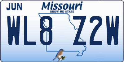 MO license plate WL8Z2W
