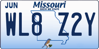 MO license plate WL8Z2Y