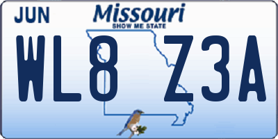 MO license plate WL8Z3A