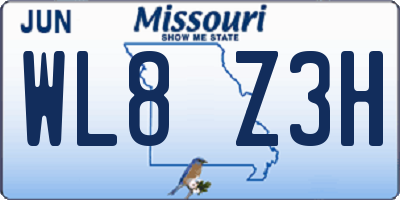 MO license plate WL8Z3H