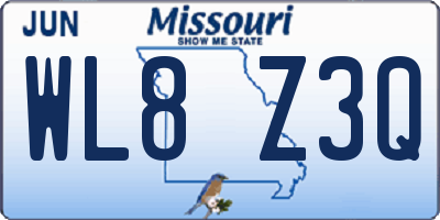 MO license plate WL8Z3Q