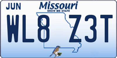 MO license plate WL8Z3T
