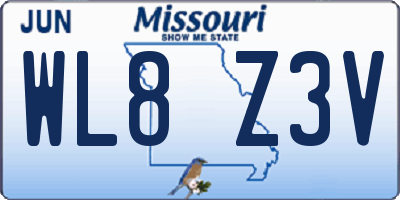 MO license plate WL8Z3V