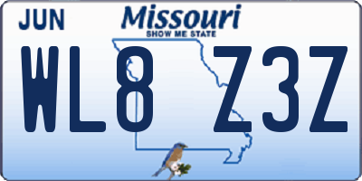 MO license plate WL8Z3Z