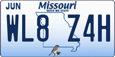MO license plate WL8Z4H