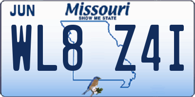 MO license plate WL8Z4I