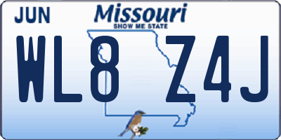 MO license plate WL8Z4J
