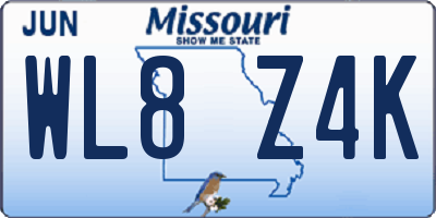 MO license plate WL8Z4K