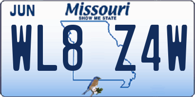 MO license plate WL8Z4W