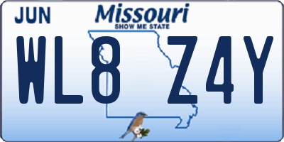 MO license plate WL8Z4Y