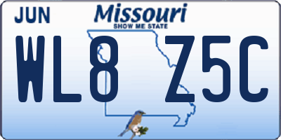 MO license plate WL8Z5C