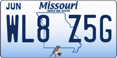 MO license plate WL8Z5G
