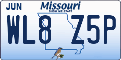 MO license plate WL8Z5P