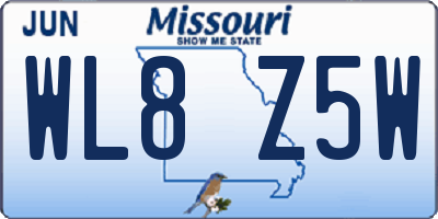 MO license plate WL8Z5W
