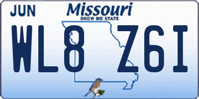 MO license plate WL8Z6I
