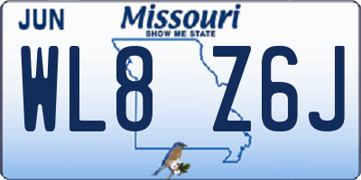 MO license plate WL8Z6J