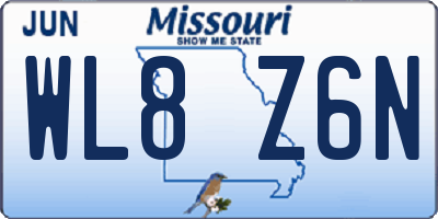 MO license plate WL8Z6N