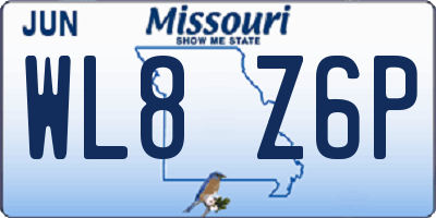 MO license plate WL8Z6P