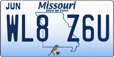MO license plate WL8Z6U