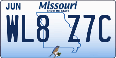 MO license plate WL8Z7C