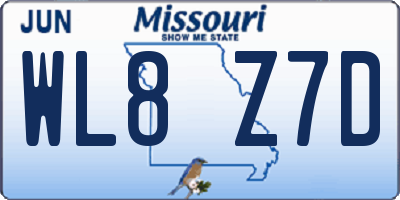 MO license plate WL8Z7D