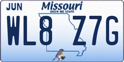 MO license plate WL8Z7G