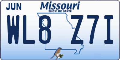 MO license plate WL8Z7I