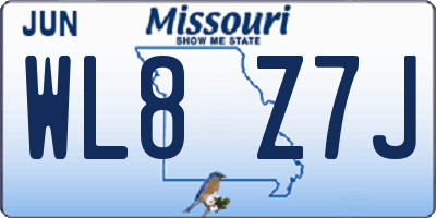 MO license plate WL8Z7J