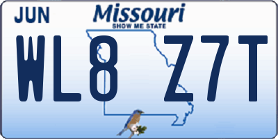MO license plate WL8Z7T