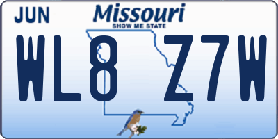 MO license plate WL8Z7W