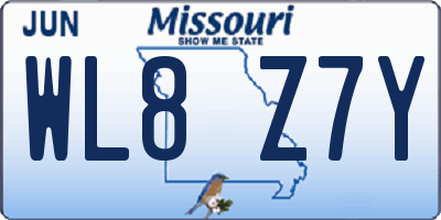 MO license plate WL8Z7Y