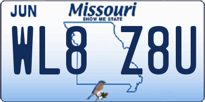 MO license plate WL8Z8U
