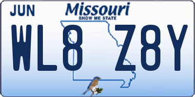 MO license plate WL8Z8Y