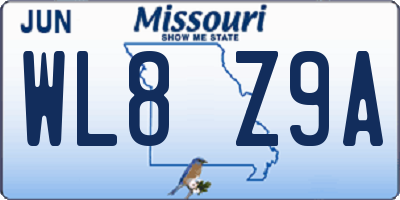 MO license plate WL8Z9A