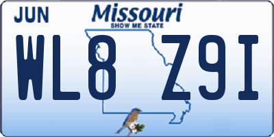 MO license plate WL8Z9I