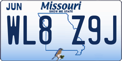 MO license plate WL8Z9J