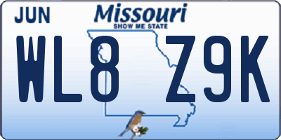 MO license plate WL8Z9K