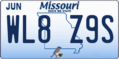 MO license plate WL8Z9S