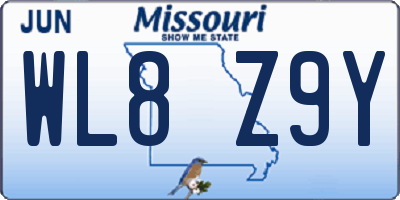MO license plate WL8Z9Y