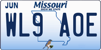 MO license plate WL9A0E